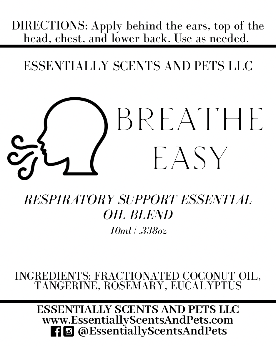 Breathe Easy Respiratory Support Animal Aromatherapy Essential Oil Blend 10mL Roller