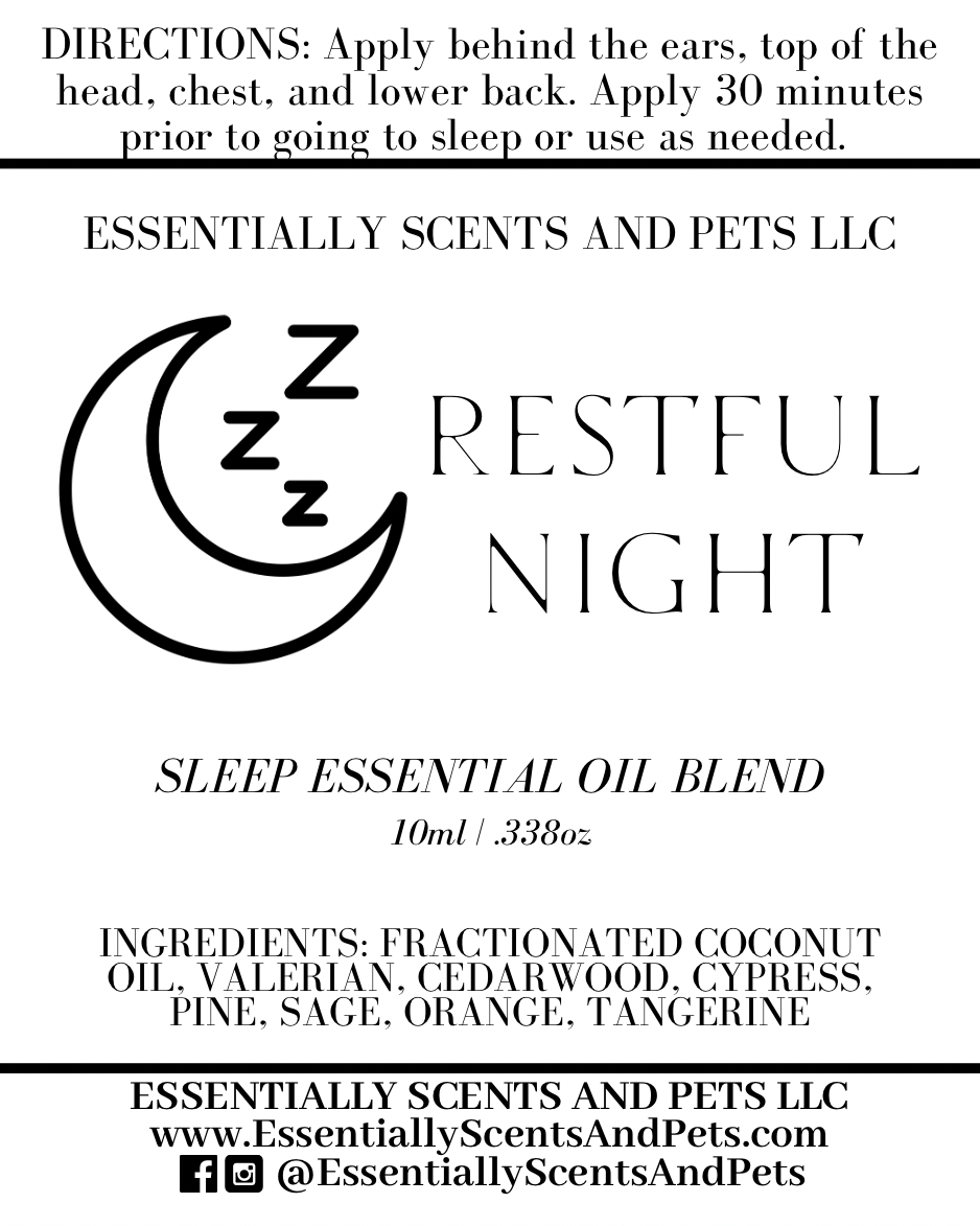 Restful Night Sleep Boosting Animal Aromatherapy Essential Oil Blend 10mL Roller
