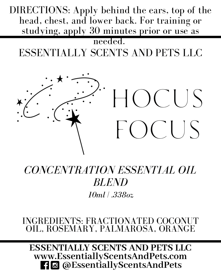 Hocus Focus Concentration Animal Aromatherapy Essential Oil Blend 10mL Roller