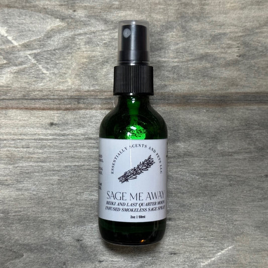 Sage Me Away (Smokeless Sage Cleanse) Reiki & Last Quarter Moon Infused Essential Oil Spiritual & Meditation Journey Blend Spray