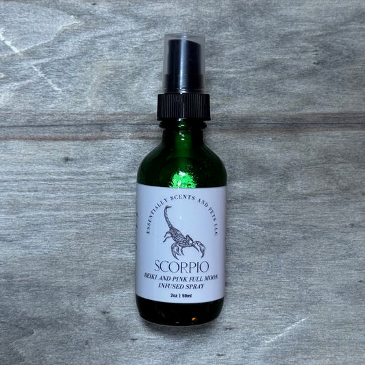Scorpio (Protection & Transformation) Reiki & Pink Full Moon Infused Essential Oil Spiritual & Meditation Journey Blend Spray